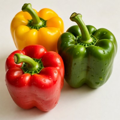 Colorful bell peppers on white background