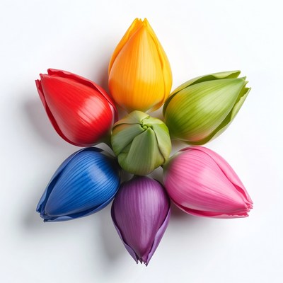 Rainbow Tulip Buds in Circle
