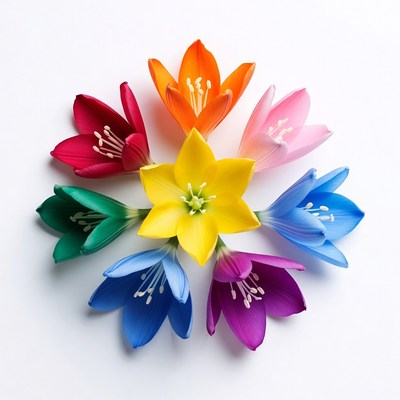 Rainbow Tulips Arranged in Circle