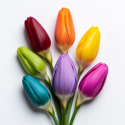 Colorful Rainbow Tulips Bouquet