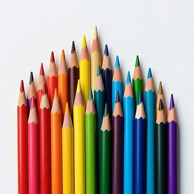 Colorful Pencils Arranged in Fan Shape