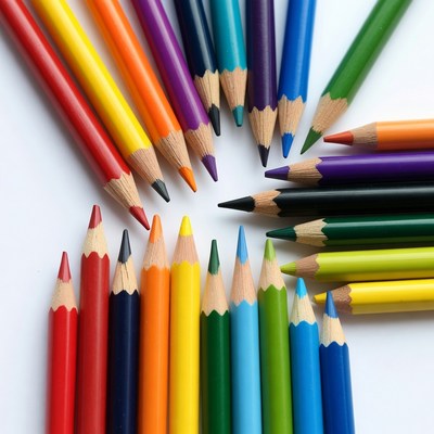 Colorful Pencils Arranged in Circle