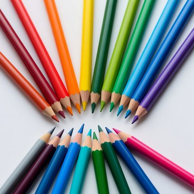 Colorful Pencils Arranged in Circle
