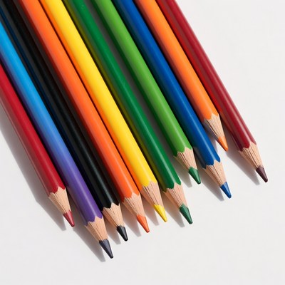 Colorful Crayons on White Background