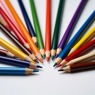 Colorful pencils arranged in circle