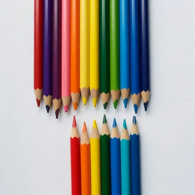 Colorful Crayons Arranged on White Background