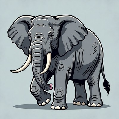 Cartoon elephant walking isolated