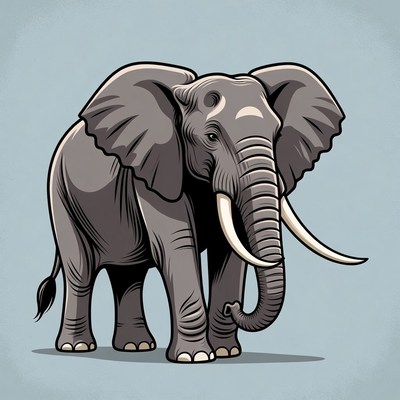 Elephant illustration on blue background