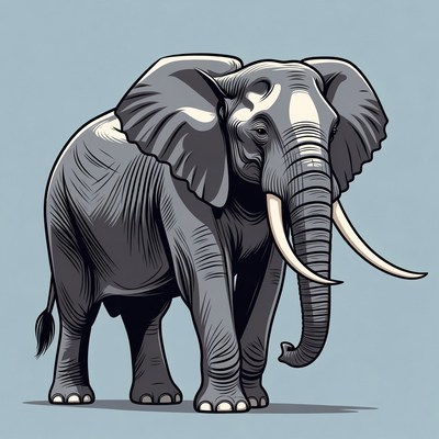 Elephant illustration on blue background