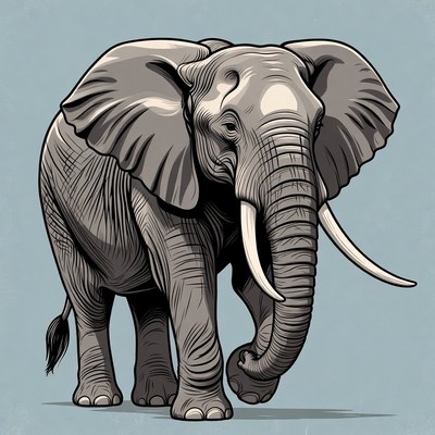 Elephant illustration on blue background