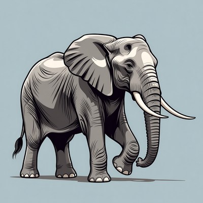 Elephant walking illustration