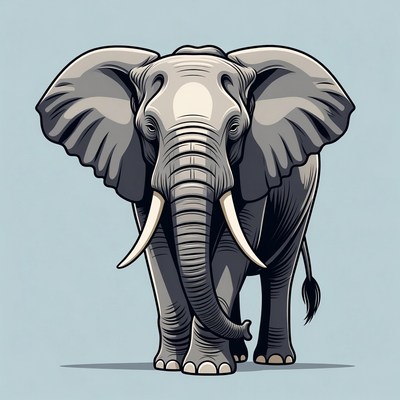 Elephant illustration on blue background