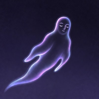 Glowing Cartoon Ghost Floating