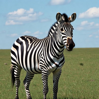 Zebra standing in green grass