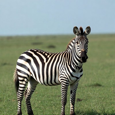 Zebra standing in green grass