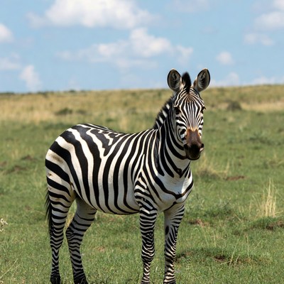 Zebra standing in green grass