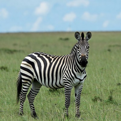 Zebra standing in green grass