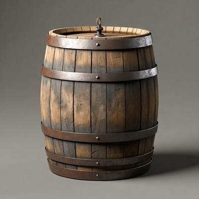 Rustic Wooden Barrel with Lid