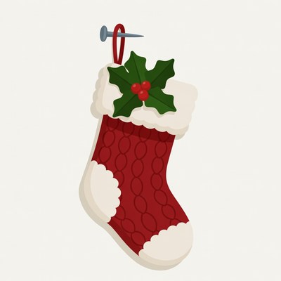 Christmas Stocking with Holly