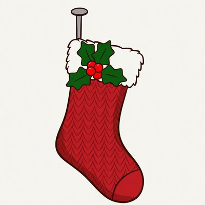 Christmas Stocking with Holly