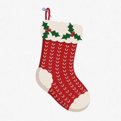 Red Christmas Stocking with Holly