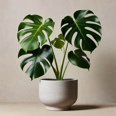 Monstera Plant in White Pot