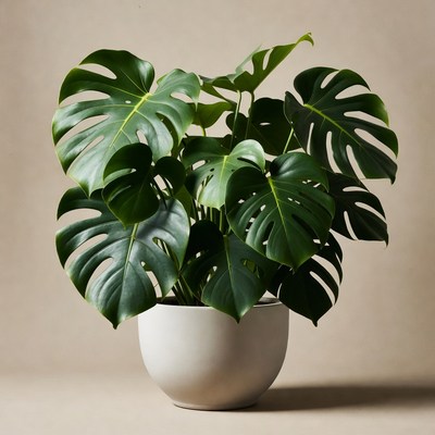 Monstera Plant in White Pot