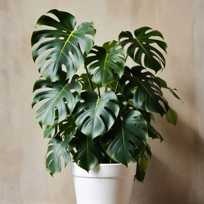 Monstera Plant in White Pot
