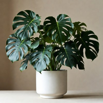 Monstera Plant in White Pot