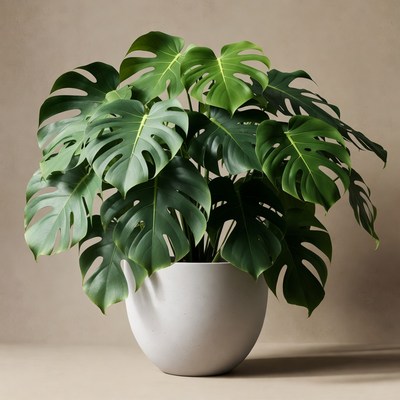 Monstera Plant in White Pot