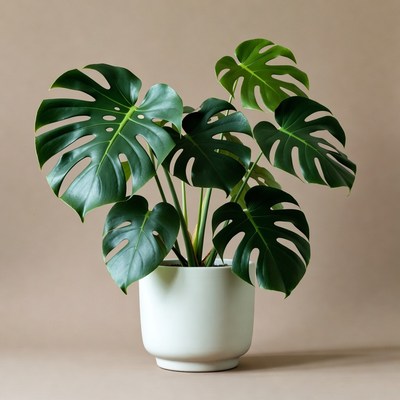 Monstera Plant in White Pot