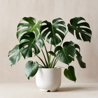 Monstera Plant in White Pot
