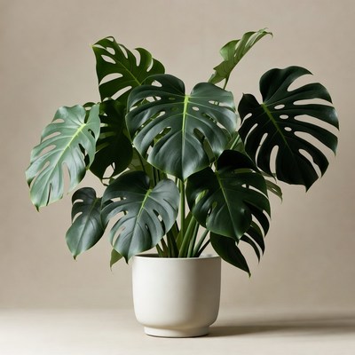 Monstera Plant in White Pot