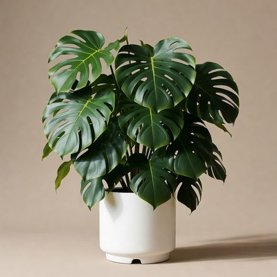 Monstera Plant in White Pot