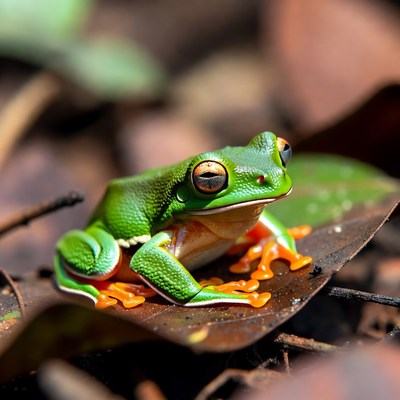Red-eyed tree frog on leaf