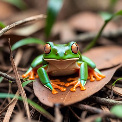 Red-eyed tree frog on leaf