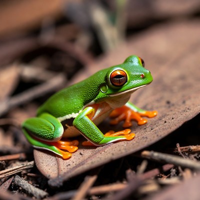 Red-eyed tree frog on leaf