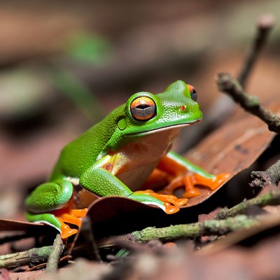 Red-eyed tree frog on leaf