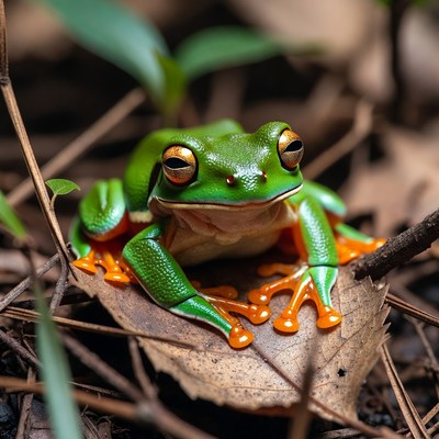 Red-eyed tree frog on leaf