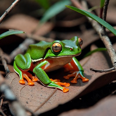Red-eyed tree frog on leaf