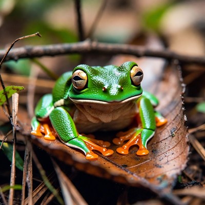 Red-eyed tree frog on leaf