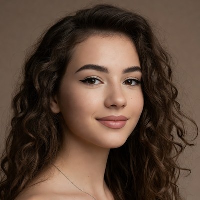 Beautiful woman with curly brown hair