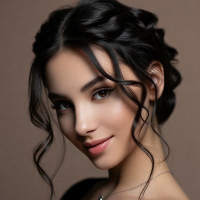 Beautiful woman with elegant updo hairstyle