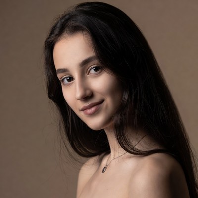 Young woman with long black hair