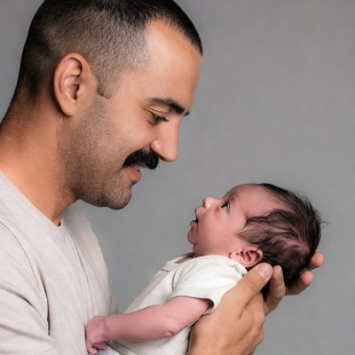 Father holding newborn baby
