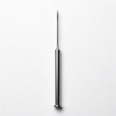 Steel Needle on White Background