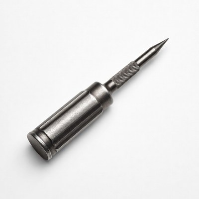 Metal awl tool on white background