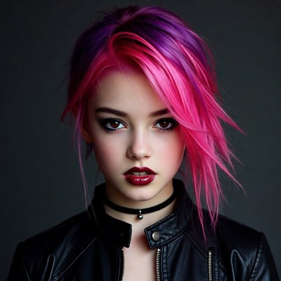 Woman with pink purple hair
