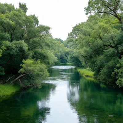 Green River Lined with Trees