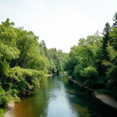 River flowing through dense green forest